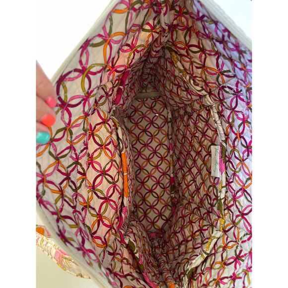 VERA BRADLEY Floral Tote with Coin Purse Wristlet Pink Orange Cottagecore Quilt - Picture 12 of 12
